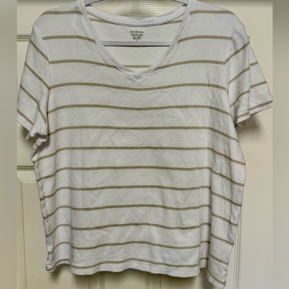 Kim Rogers Perfectly Soft Striped Tee - Size:M